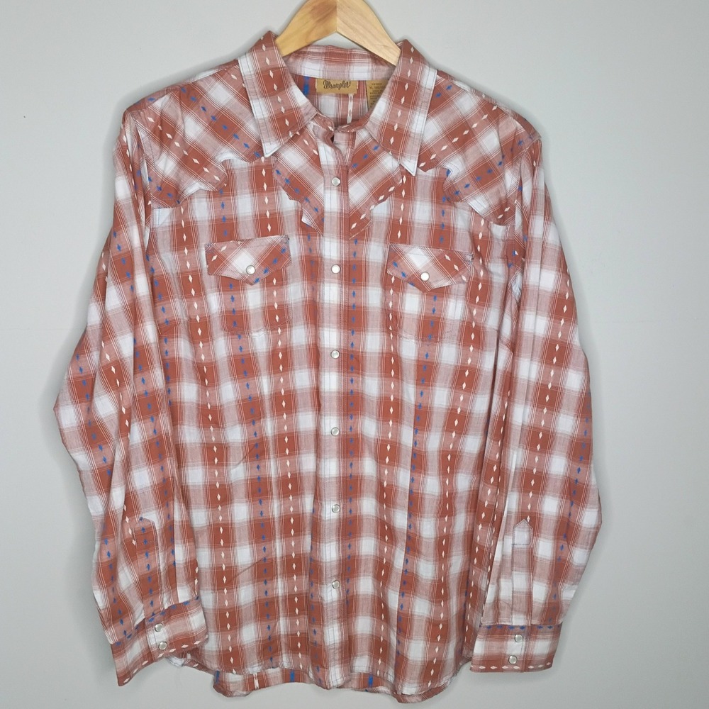 Wrangler Western Pearl Snap Plaid Shirt XL